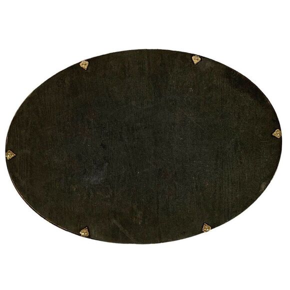 Vintage Oval Vanity Tray Gold Gilt Metal Filigree Mirror Hollywood Regency 1950s - Picture 8 of 8